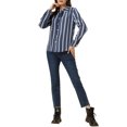 thumbnail image 2 of INSPIRE CHIC Chemises pour Femmes à Boutons, Manches Longues Retroussables, Col à Revers, TP Bleu Marine, 2 of 6