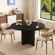 43.3''-59'' Extendable Dining Table for 4-8, Kitchen Table with Hidden Storage & Sturdy Cross Base, Dinner Table for Dining Room, Removable Leaves