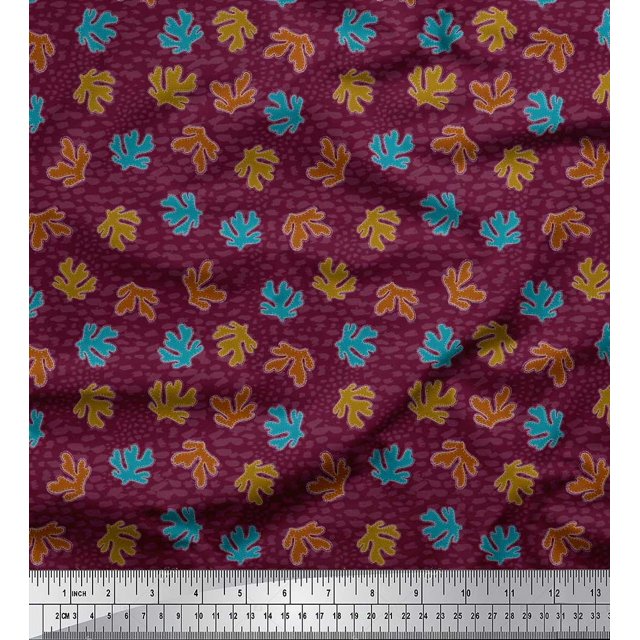 Soimoi Velvet Fabric Coral Ocean Printed Fabric 1 Yard 58 Inch Wide