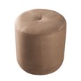 thumbnail image 1 of Pilaster Designs - Round Ottoman Stool (Brown Microfiber), 1 of 4