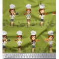 thumbnail image 1 of Soimoi polyester Crepe Fabric Cook Girl Print Fabric by the Yard 42 Inch Wide, 1 of 3