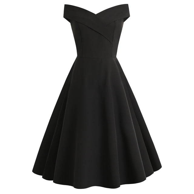EGNMCR Robes de Soirée pour Femmes, Robes Formelles pour Femmes, Robes de Cocktail pour Femmes Robe Sans Manches à Col Rond Robe d'Été pour Femmes à Épaules Dénudées Col en V Vintage Unie Robe pour Femmes