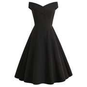 EGNMCR Evening Gowns for Women, Formal Dresses for Women, Women's Cocktail Dresses Sleeveless Round-Neck Dress Women's Summer Off Shoulder V Neck Vintage Solid Women Dress