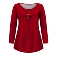 thumbnail image 4 of Timegard Tops for Women Ruched Notched V-Neck Long Sleeve Button Blouse Dressy Casual Tunic Tops, 4 of 5