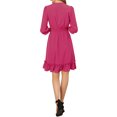 thumbnail image 3 of INSPIRE CHIC Robe A-Line en Mousseline Smockée pour Femmes à Ourlet Volanté Superposé, Manches 3/4, L Fuchsia, 3 of 8