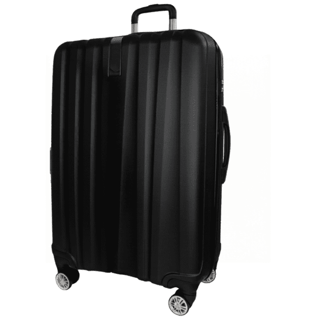 TRAVLR Valise Rigide Stries Medium (25 Pouces), Anti-Rayures, Huit Roues Silencieuses et Cadenas TSA - Noir