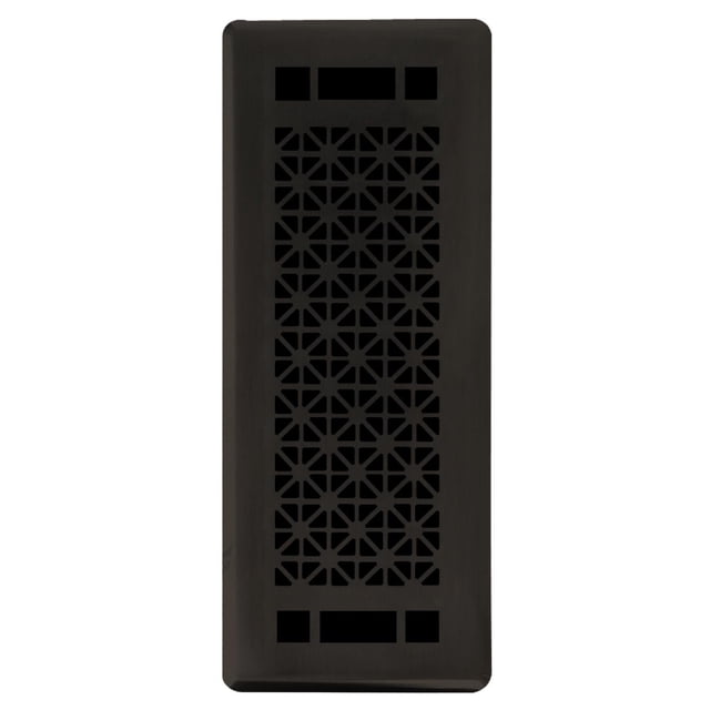 Floor Choice 3x10” Sunburst Black Matte Floor Register with a black matte steel faceplate featuring a sunburst geometric pattern and rust-proof adjustable damper for airflow control, designed to fit 3x10 inch duct openings for home ventilation.