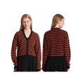 thumbnail image 2 of Gupgi Cardigan Rayé pour Femmes Pull Slim Manches Longues Col en V Fermeture à Boutons Veste Décontractée Automne, 2 of 8