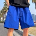 thumbnail image 4 of ohmzyzo Summer Beach Shorts for Men Drawstring Elastic Waist Solid Color Shorts Casual Lightweight Gym Workout Shorts, 4 of 6