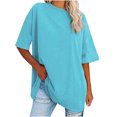 thumbnail image 1 of Plebaso T-Shirts Surdimensionnés pour Femmes 2025 Manches Courtes Hauts Amples Col Rond Décontracté Uni T-Shirts Basiques pour Femmes, 1 of 5