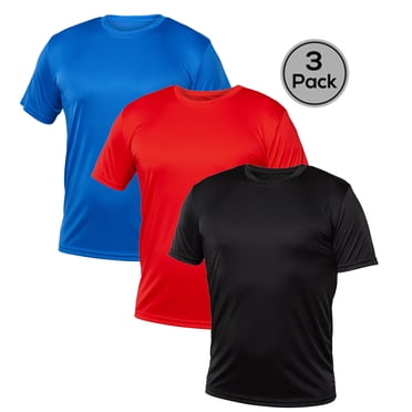 Blank Activewear Lot de 3 T-Shirts pour Hommes, Tissu de Performance à Séchage Rapide