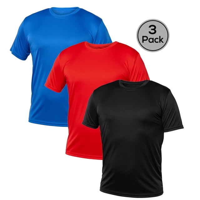 Blank Activewear Lot de 3 T-Shirts pour Hommes, Tissu de Performance à Séchage Rapide