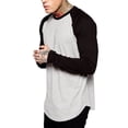 thumbnail image 4 of Men Baseball Long Sleeve Crew Fashion Sports Team Jersey Raglan Tops Autumn Spring Patchwork Tops, 4 of 4