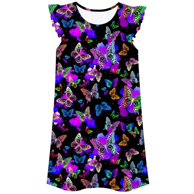 FhsagQ Robe pour Filles Enfants Filles Robe Princesse Robe Tout-Petits Tenue Décontractée Jolies Robes Robes de Pâques pour Filles Taille 16 Blanc Robes pour Filles Taille 5 Formel Noir 11-12 Ans