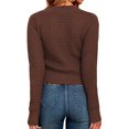 thumbnail image 4 of PMUYBHF Femme Femmes Cardigan Chandail Femme Couleur Unie Élégant Tricot Chandail à Enfiler Manches Longues Col Rond Coupe Ajustée Chandail TTG, 4 of 9