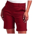 thumbnail image 3 of CFLVAEK Shorts pour Femmes Grande Taille Shorts en Sergé Extensible pour Femmes Taille Fine à Enfiler Coupe Régulière Shorts de Randonnée Été Décontractés avec Poches en Ventes Chaudes Rouge TTTTG, 3 of 10
