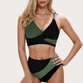 thumbnail image 2 of VBTAPA Womens High Waisted Bikini Sets Criss Cross Two Piece Swimsuits Color Block Full Coverage Bathing Suits Clearance Sale Green L, 2 of 5