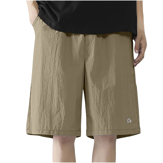 Diufon Men's Athletic Shorts Cotton Linen Drawstring Waisted Outdoor Sport Shorts Spring Summer Shorts with Pockets