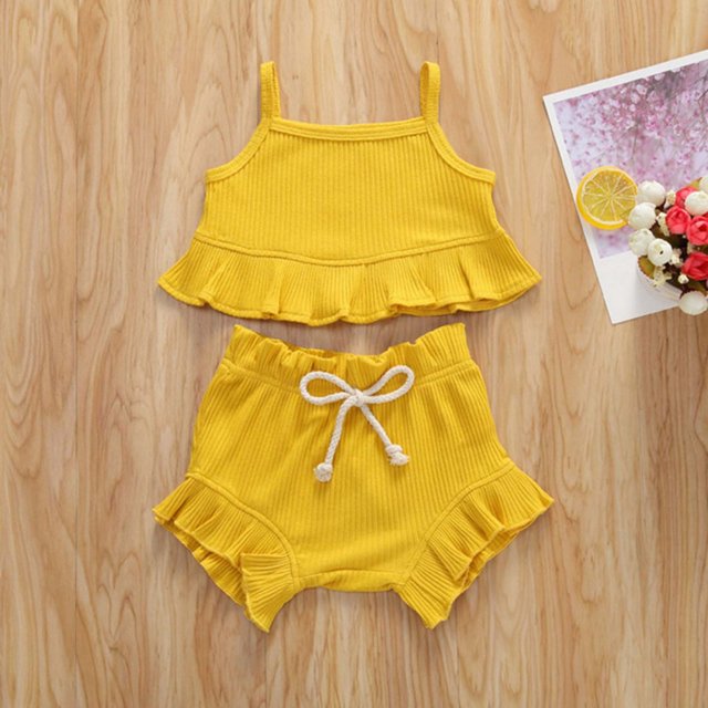LSLJS Children Solid Color Drawstring Shorts Baby Girl Sleeveless Sling Top Sets Summer Clothes Kids Clothing Trendy 2024