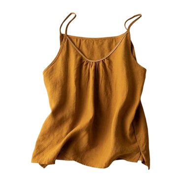 Hiiyo Débardeur Vintage en Lin d'Été pour Femmes, Léger et Décontracté, Jaune m
