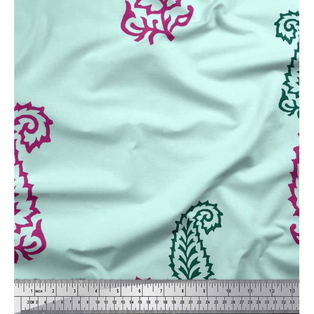 Soimoi Poly Georgette Fabric Paisley Block Decor Fabric Printed Yard 42 Inch Wide