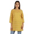thumbnail image 1 of Moomaya Hauts pour Femmes Tunique en Rayonne à Blocs Imprimés Tunique à Manches 3/4 Blouse d'Été, 1 of 8