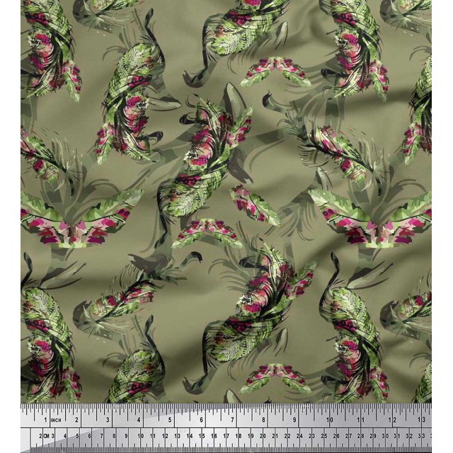 Soimoi Poly Georgette Tissu Feuilles & Texture Tissu Imprimé par la Cour 52 Pouces de Large