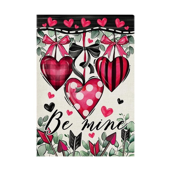 Binwennn Bannière Maison Douce pour Fête Saint-Valentin Drapeau de Jardin Design Rose Double Impression Drapeau de Festival
