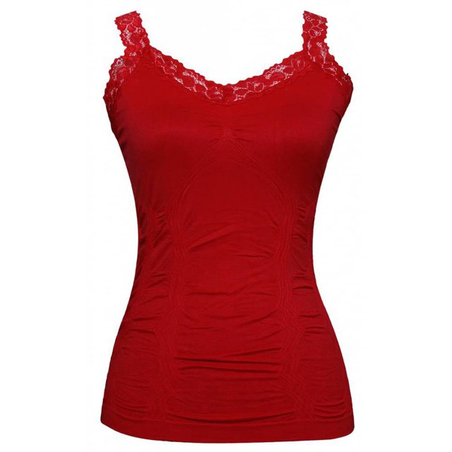 Womens Lace Trim Camisoles - Red