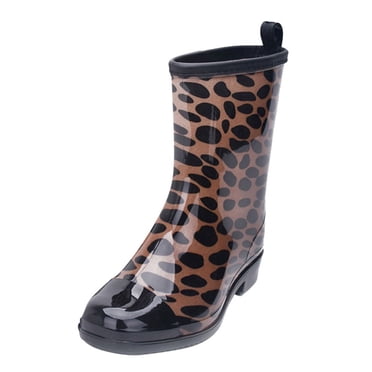 Ladies Rain Boots Punk Style Mid Boots Women's Non-Slip Rain Boots Outdoor Rubber Water Shoes