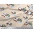 thumbnail image 3 of Soimoi White Modal Satin Fabric Pine Tree & Cottage Nature Fabric Prints By Yard 42 Inch Wide, 3 of 5