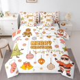thumbnail image 1 of Merry Christmas Bedding Set 7 Pieces For Kids Xmas Tree Santa Claus Sheet Set Twin Sizesnowman Lantern Decor Comforter Snowflake Christmas Stocking Decor Fitted Sheet With 1 Pillow Case, 1 of 1