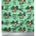 thumbnail image 1 of Soimoi polyester Crepe Fabric Swimming Pool,Cartoon & Buildings Architectural Print Sewing Fabric Yard 52 Inch Wide, 1 of 3