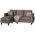 thumbnail image 2 of Walsunny 78" Convertible Sectional Sofa Couch L Shaped Couch Sofa for Living Room Small 3 Seater Sofa Couch with Storage Ottoman and Side Pockets, Brown, 2 of 5