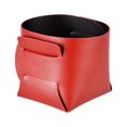 thumbnail image 2 of pitrice PU Sac de Rangement en Cuir Couleur Unie Pliable à la Mode à l'Épreuve des Rayures Clé Oreillette Boîte de Conteneur de Contrôle à Distance Noir Rouge, 2 of 9