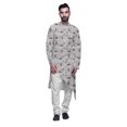 thumbnail image 1 of Atasi Designer Printed Summer Wear Long Kurta With White Pajama Set For Men, 1 of 3