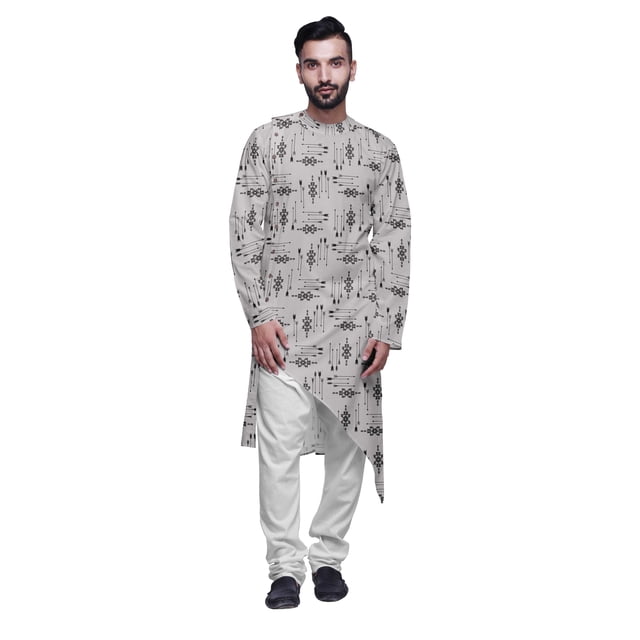 Atasi Designer Printed Summer Wear Long Kurta With White Pajama Set For Men