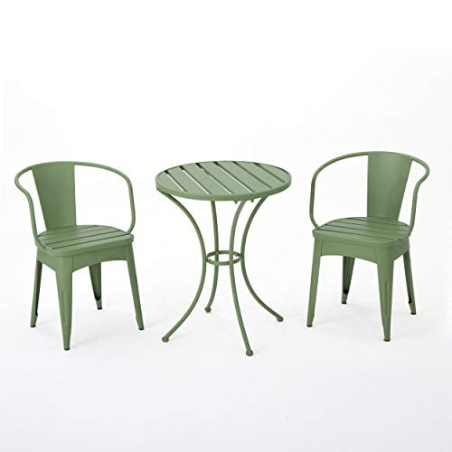 Christopher Knight Home 301053 Colmar Ensemble Bistro d'Extérieur en Fer, Ensemble de 3 Pcs, Vert Mat