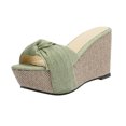 thumbnail image 2 of LSLJS Chaussures Décontractées pour Femmes à Nœud, Talon Compensé, Bout Ouvert, Pantoufles Unies, Sandales à Plateforme Confortables, Pantoufles pour Femmes, 2 of 7