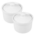 thumbnail image 1 of 2pcs Ceramic Stew Bowl Soup Pot Restaurant Dessert Cup with Lid, 1 of 8