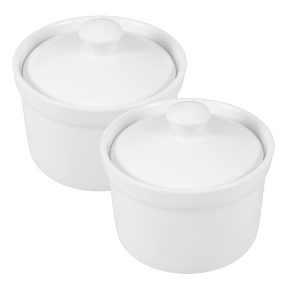 2pcs Home Creative Ceramic Stew Bowl Soup Pot Restaurant Dessert Cup with Lid