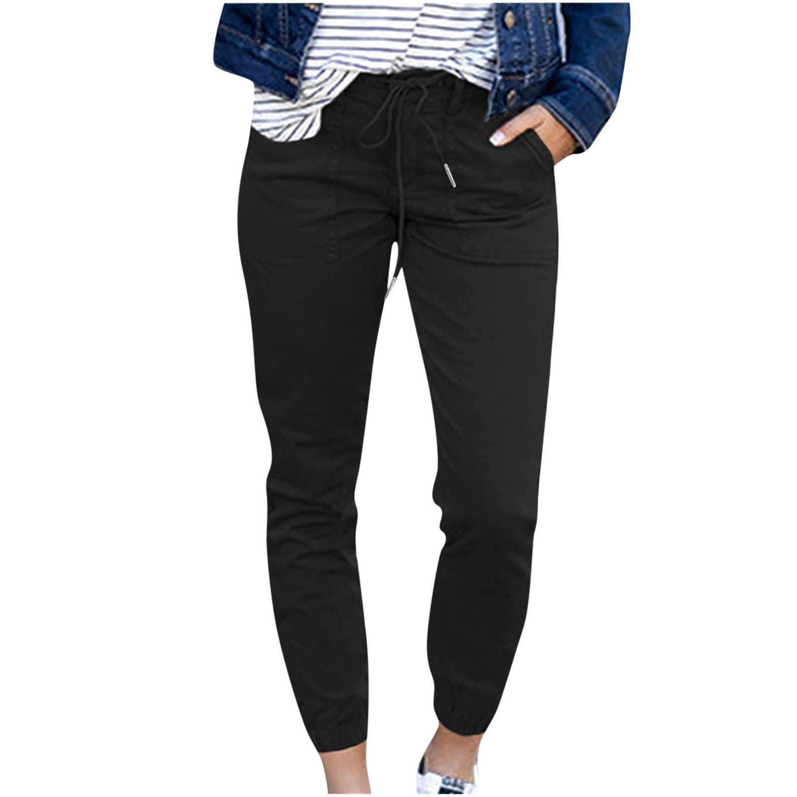 Womens Solid Color Comfortable Leisure Pants Waistband Sweatpants Pants Length Pants