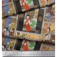 thumbnail image 2 of Soimoi Velvet Fabric Flower Vase,Cat & Girl Patchwork Decor Fabric Printed Yard 58 Inch Wide, 2 of 3