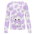 thumbnail image 4 of CEHVOM Womens Shirts Round-Neck Print Long Sleeve Tops Printed Regular Blouse Clearance, 4 of 5