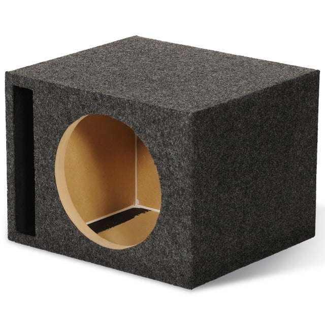 QPower QBASS Boîtier de Caisson de Basses Audio Simple à Chambre Ventilée de 12 Pouces en Gris Charbon, Conçu pour Contenir un Caisson de Basses de 12 Pouces. la Boîte Présente une Conception Ventilée pour une Gestion Efficace de la Chaleur, une construction durable en Bois MDF, et une Finition Tapis Charbon. Elle Offre 1,65 Pied Cube d'Espace d'Air et Est Réglée sur 42 hertz pour des Tons de Basses Profondes. les Dimensions Sont de 17,50 x 13 x 15 Pouces, Ce Qui la