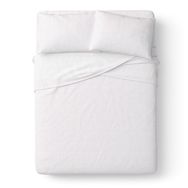Mainstays Kids 220TC Cotton Grid Gray Queen, 4 Piece Sheet Set