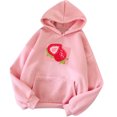 thumbnail image 1 of Pompotops Chandails en Molleton à Capuche pour Femmes, Imprimé Fraise, Manches Longues, Décontracté, avec Poche, 1 of 3