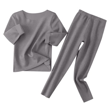 XIMIN Thermal Underwear for Kids Boys Girls Seamless Base Layer Long Johns Set Solid Color Soft Base Layer Top Long Underwear Tops+Pants Outfit