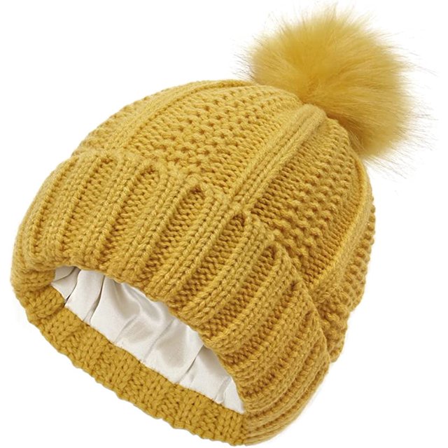 LinYooLi Bonnet Épais pour Femmes Hiver Épais Chaud Tricoté avec Pompon