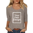 thumbnail image 4 of 2025 Ensemble Décontracté Uni pour Femmes Chemise pour Femmes Imprimé Couleur Col Roulé Bas T-Shirt pour Femmes Coupe Manches 3/4 T Manches Longues Polyester T-Shirt Femmes Chemise Haut, 4 of 7